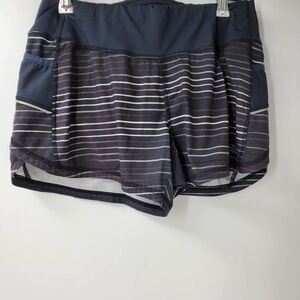 ATHLETA women's S Ready Set Go gray striped athletic workout shorts